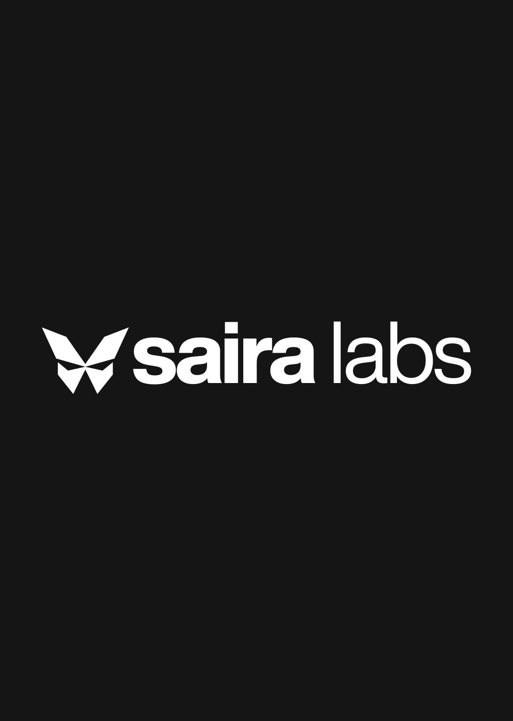 Logotipo de Saira Labs en blanco sobre fondo negro